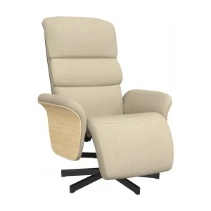 Fauteuil verstelbaar met voetensteun stof crèmekleurig