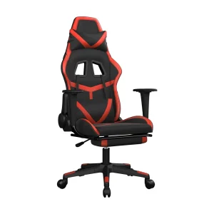 Gamestoel met voetensteun kunstleer zwart en rood Gamestoel met voetensteun kunstleer zwart en rood