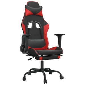 Gamestoel met voetensteun kunstleer zwart en rood Gamestoel met voetensteun kunstleer zwart en rood