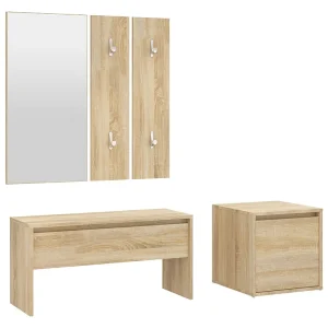 Garderobe set bewerkt hout sonoma eikenkleurig