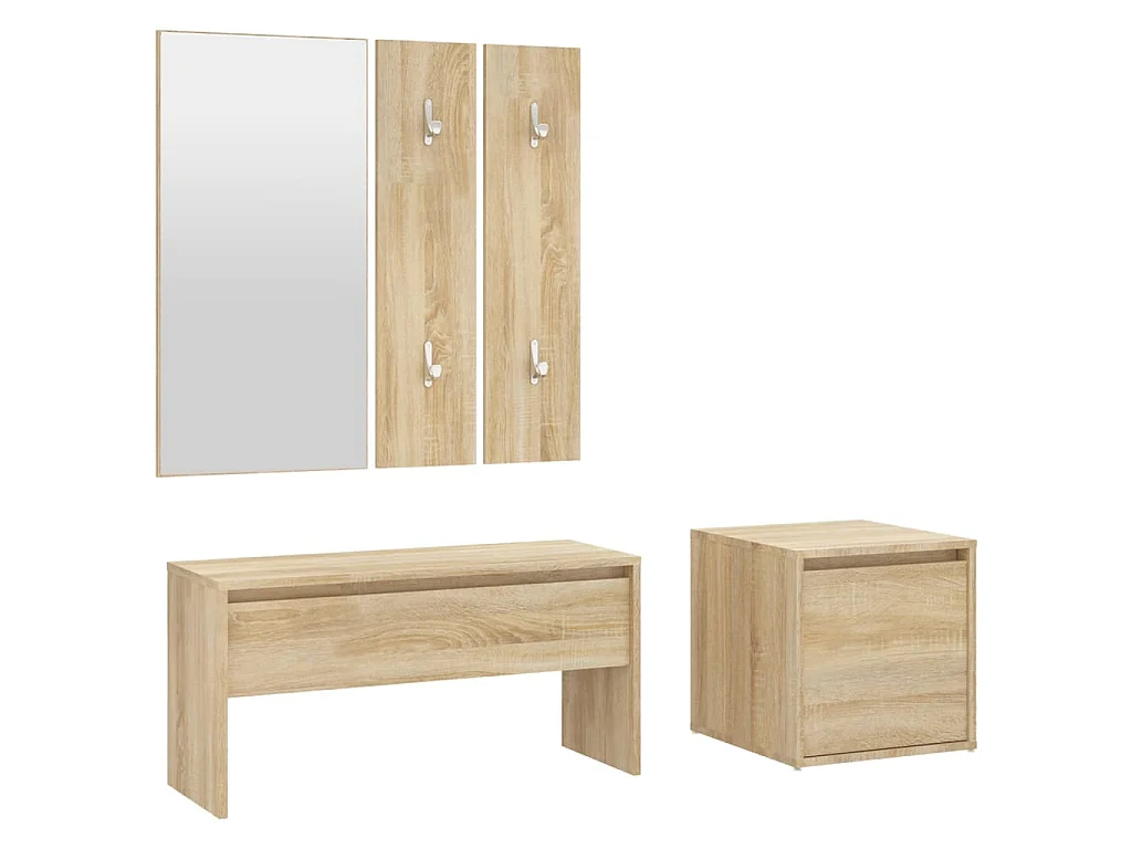 Garderobe set bewerkt hout sonoma eikenkleurig