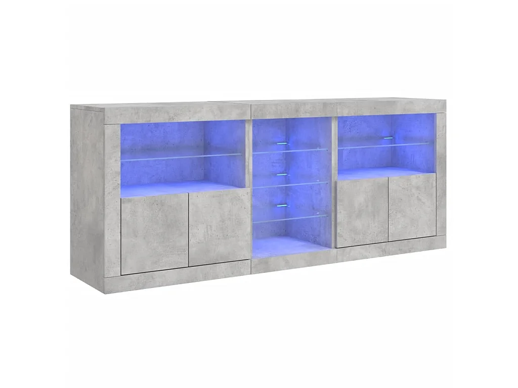 Dressoir met LED-verlichting 181,5x37x67 cm betongrijs