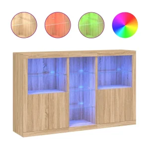 Dressoir met LED-verlichting 162x37x100 cm sonoma eikenkleurig Dressoir met LED-verlichting 162x37x100 cm sonoma eikenkleurig
