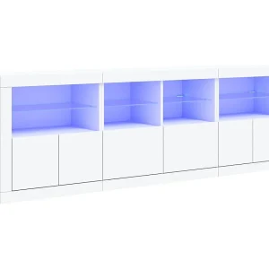 Dressoir met LED-verlichting 202x37x67 cm wit