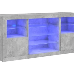 Dressoir met LED-verlichting 142,5x37x67 cm betongrijs Dressoir met LED-verlichting 142,5x37x67 cm betongrijs