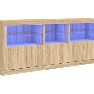 Dressoir met LED-verlichting 162x37x67 cm sonoma eikenkleurig Dressoir met LED-verlichting 162x37x67 cm sonoma eikenkleurig