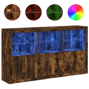 Dressoir met LED-verlichting 181,5x37x100 cm gerookt eikenkleur Dressoir met LED-verlichting 181,5x37x100 cm gerookt eikenkleur