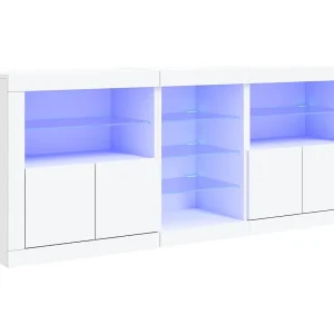 Dressoir met LED-verlichting 181,5x37x67 cm wit