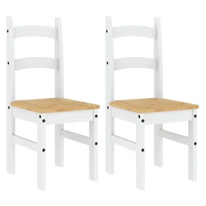 Eetkamerstoelen 2 st 40x46x99 cm massief grenenhout wit