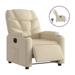Fauteuil verstelbaar elektrisch stof crèmekleurig Fauteuil verstelbaar elektrisch stof crèmekleurig