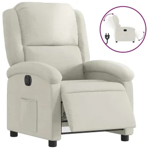 Fauteuil verstelbaar elektrisch stof crèmekleurig Fauteuil verstelbaar elektrisch stof crèmekleurig