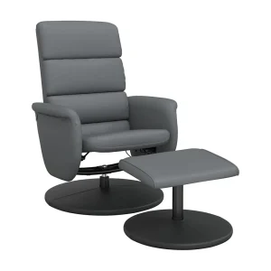 Fauteuil verstelbaar met voetenbankje kunstleer grijs
