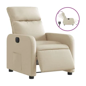 Fauteuil verstelbaar elektrisch stof crèmekleurig Fauteuil verstelbaar elektrisch stof crèmekleurig