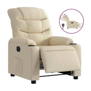 Fauteuil verstelbaar elektrisch stof crèmekleurig Fauteuil verstelbaar elektrisch stof crèmekleurig