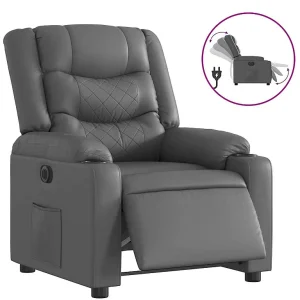 Fauteuil verstelbaar elektrisch kunstleer grijs