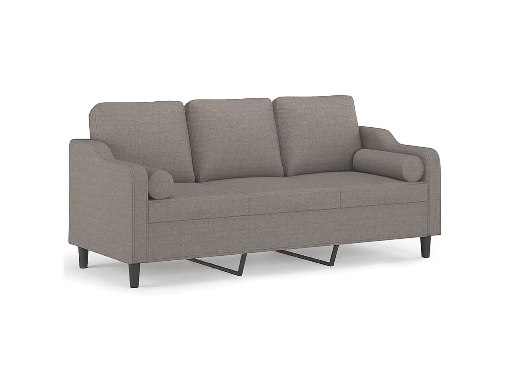 Driezitsbank met sierkussens 180 cm stof taupe