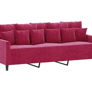 Driezitsbank 180 cm fluweel wijnrood Driezitsbank 180 cm fluweel wijnrood