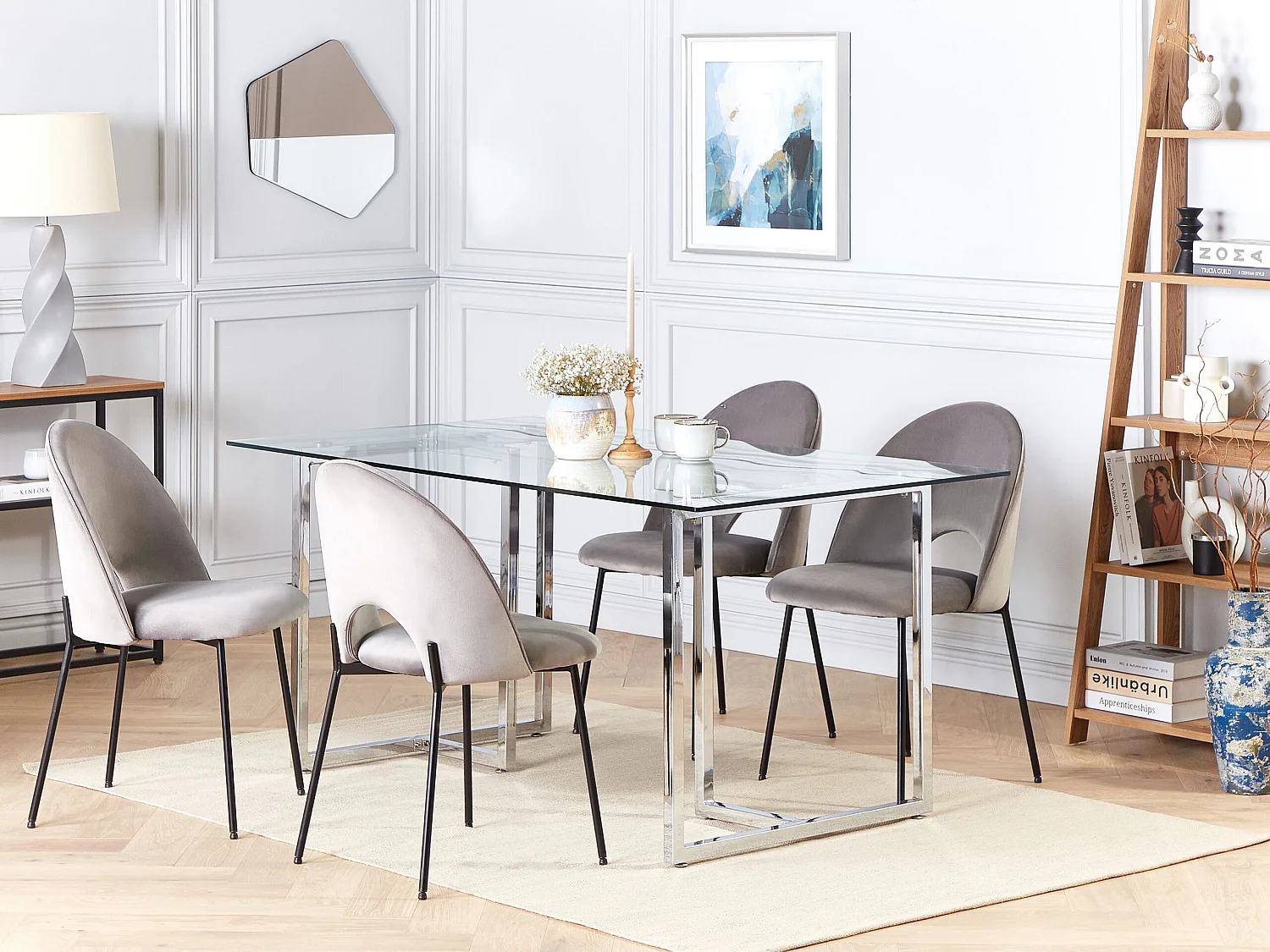 Eettafel ENVIA Zilver 160 cm 90 cm Veiligheidsglas