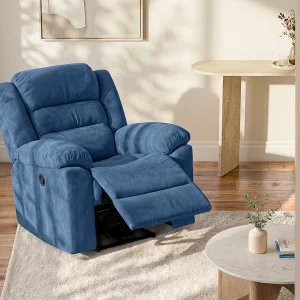 Elektrische relaxfauteuil van blauwe stof BUROLO Elektrische relaxfauteuil van blauwe stof BUROLO