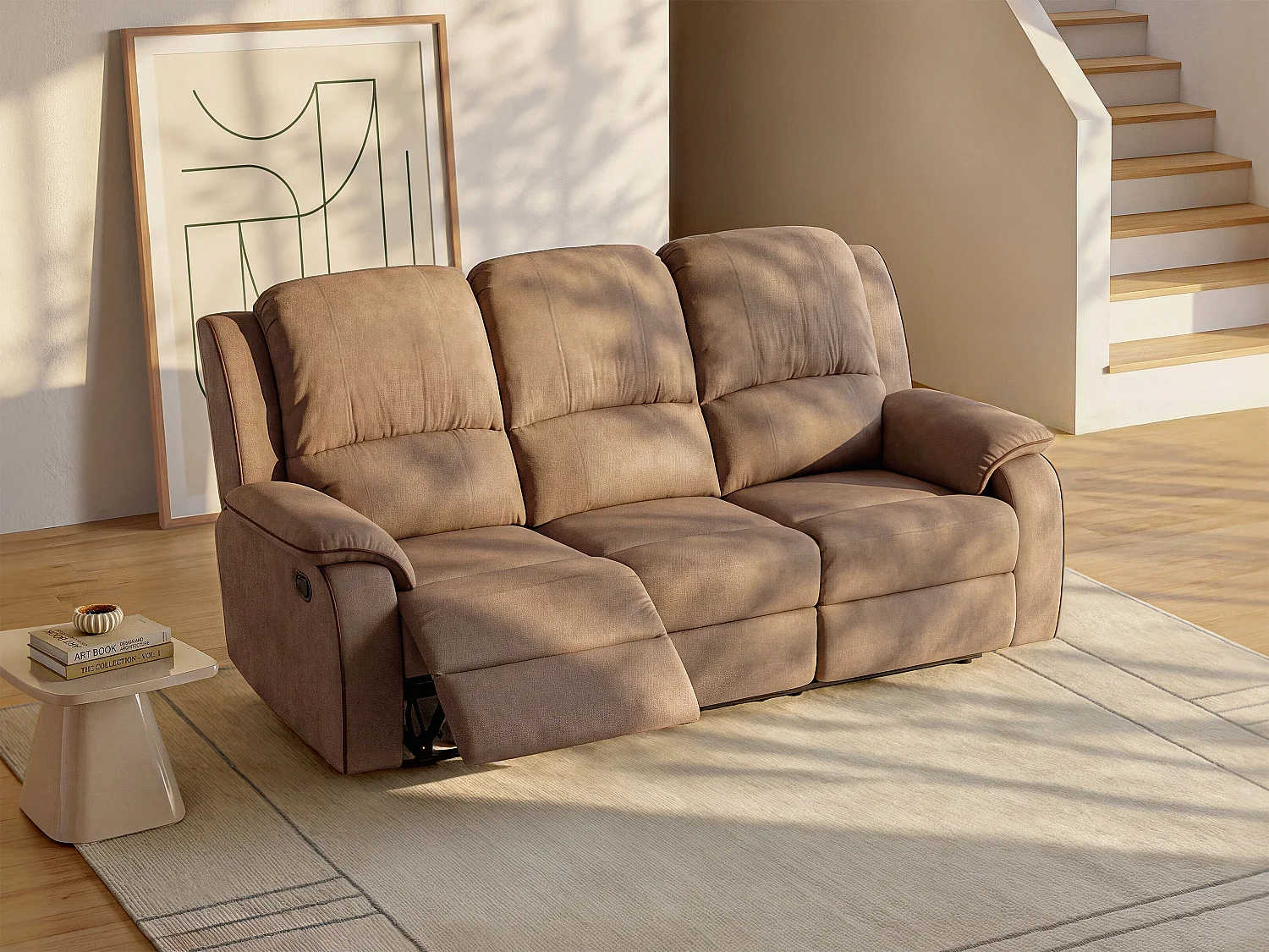 Driezits relaxbank microvezel HERNANI - Taupe