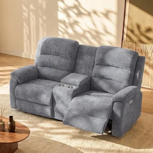 Elektrische tweezits relaxbank stof plateau NEVERS – Grijs Elektrische tweezits relaxbank stof plateau NEVERS – Grijs