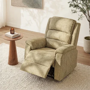 Elektrische relaxfauteuil van taupe stof met kantelende voetensteun en rugleuning NEVERS Elektrische relaxfauteuil van taupe stof met kantelende voetensteun en rugleuning NEVERS