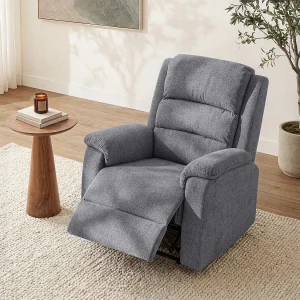 Elektrische relaxfauteuil stof plateau NEVERS – Grijs Elektrische relaxfauteuil stof plateau NEVERS – Grijs