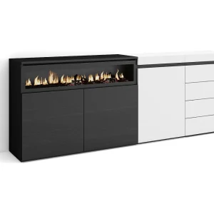 Dressoir, Opbergkast, 207x35x75cm, Voor slaapkamer, kamer, Elektrische haard, Ladekast, Commode, Wit Dressoir, Opbergkast, 207x35x75cm, Voor slaapkamer, kamer, Elektrische haard, Ladekast, Commode, Wit