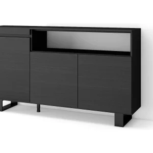 Dressoir, Opbergkast, 150x35x87cm, 3 Deuren, Industrieel design, Zwart