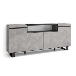 Dressoir, Opbergkast, 200x35x87cm, 4 Deuren, Industrieel design, Cement Dressoir, Opbergkast, 200x35x87cm, 4 Deuren, Industrieel design, Cement