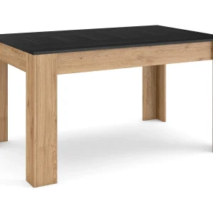 Eettafel, 140x90x76cm, Voor 6 personen, Dining Table, Zwart/Eiken Eettafel, 140x90x76cm, Voor 6 personen, Dining Table, Zwart/Eiken