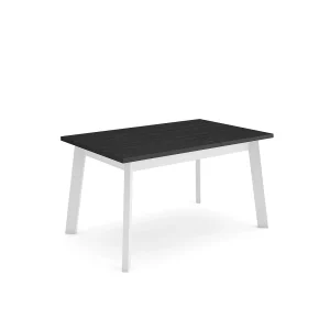 Eettafel, 140x90x75cm, Voor 6 personen, Houten poten, Zwart Eettafel, 140x90x75cm, Voor 6 personen, Houten poten, Zwart