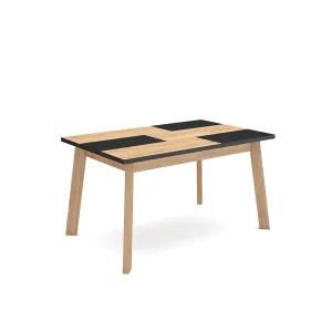 Eettafel, 140x90x75cm, Voor 6 personen, Houten poten, Eiken/Zwart Eettafel, 140x90x75cm, Voor 6 personen, Houten poten, Eiken/Zwart