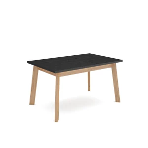 Eettafel, 140x90x75cm, Voor 6 personen, Houten poten, Eiken/Zwart Eettafel, 140x90x75cm, Voor 6 personen, Houten poten, Eiken/Zwart