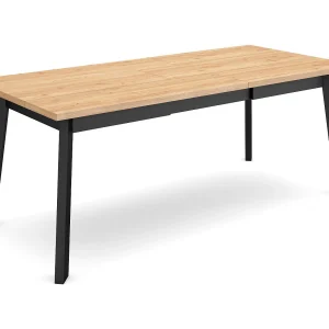 Eettafel, 194x90x75cm, Voor 10 personen, Houten poten, Eiken/Zwart Eettafel, 194x90x75cm, Voor 10 personen, Houten poten, Eiken/Zwart
