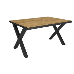 Eettafel, 140x90x74cm, Voor 6 personen, Dining Table, Eiken/Zwart Eettafel, 140x90x74cm, Voor 6 personen, Dining Table, Eiken/Zwart