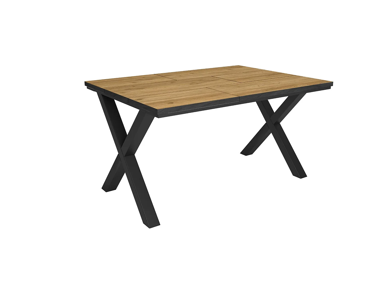 Eettafel, 140x90x74cm, Voor 6 personen, Dining Table, Eiken/Zwart