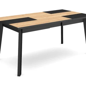 Eettafel, 167x90x75cm, Voor 8 personen, Houten poten, Eiken/Zwart Eettafel, 167x90x75cm, Voor 8 personen, Houten poten, Eiken/Zwart