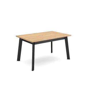 Eettafel, 140x90x75cm, Voor 6 personen, Houten poten, Eiken/Zwart Eettafel, 140x90x75cm, Voor 6 personen, Houten poten, Eiken/Zwart