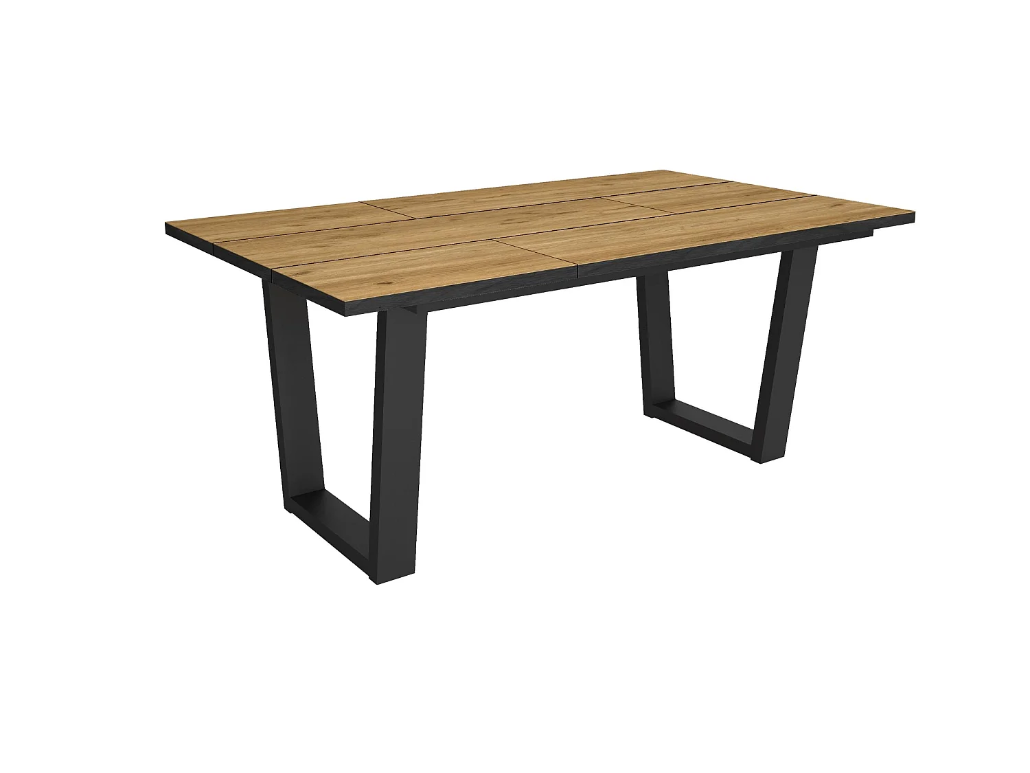 Eettafel, 167x90x74cm, Voor 8 personen, Dining Table, Eiken/Zwart