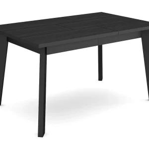 Eettafel, 140x90x75cm, Voor 6 personen, Houten poten, Zwart Eettafel, 140x90x75cm, Voor 6 personen, Houten poten, Zwart