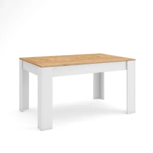 Eettafel, 140x90x76cm, Voor 6 personen, Dining Table, Eiken/Wit Eettafel, 140x90x76cm, Voor 6 personen, Dining Table, Eiken/Wit