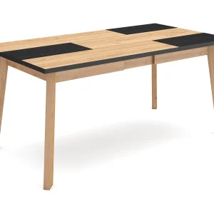 Eettafel, 167x90x75cm, Voor 8 personen, Houten poten, Eiken/Zwart Eettafel, 167x90x75cm, Voor 8 personen, Houten poten, Eiken/Zwart