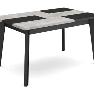 Eettafel, 140x90x75cm, Voor 6 personen, Houten poten, Cement Eettafel, 140x90x75cm, Voor 6 personen, Houten poten, Cement
