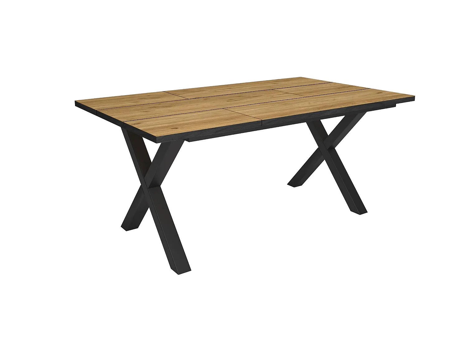Eettafel, 167x90x74cm, Voor 8 personen, Dining Table, Eiken/Zwart