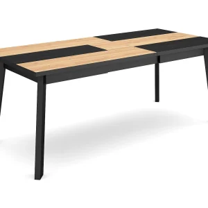 Eettafel, 194x90x75cm, Voor 10 personen, Houten poten, Eiken/Zwart Eettafel, 194x90x75cm, Voor 10 personen, Houten poten, Eiken/Zwart