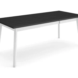 Eettafel, 194x90x75cm, Voor 10 personen, Houten poten, Zwart Eettafel, 194x90x75cm, Voor 10 personen, Houten poten, Zwart