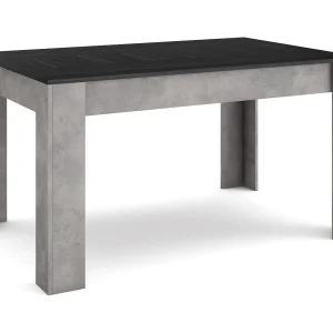 Eettafel, 140x90x76cm, Voor 6 personen, Dining Table, Zwart en Cement Eettafel, 140x90x76cm, Voor 6 personen, Dining Table, Zwart en Cement