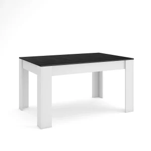 Eettafel, 140x90x76cm, Voor 6 personen, Dining Table, Zwart en Wit Eettafel, 140x90x76cm, Voor 6 personen, Dining Table, Zwart en Wit