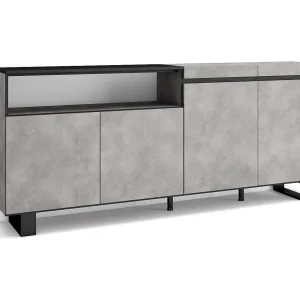 Dressoir, Opbergkast, 200x35x87cm, 4 Deuren, Industrieel design, Cement Dressoir, Opbergkast, 200x35x87cm, 4 Deuren, Industrieel design, Cement